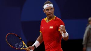 Rafa Nadal celebra un punto en los Juegos Olímpicos de París 2024 / EFE