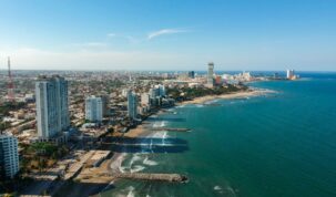 Drone,View,Of,El,Morro,Beach,Boca,Del,Rio,Veracruz