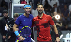 Rafa Nadal y Novak Djokovic en la Six Kings Slam. Foto: Getty